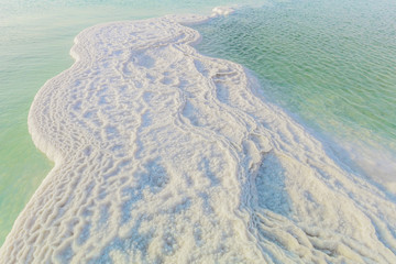 Salt on the coast of the Dead Sea