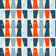 Tafelkleed Abstract geometrisch vector naadloos patroon geïnspireerd door moderne stoffen uit het midden van de eeuw. Eenvoudige vormen en lijnen in retro pastelkleuren. Knipmasker wordt gebruikt voor eenvoudige bewerking. EPS-10 vector. © dinadankersdesign