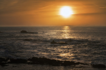 Fototapeta na wymiar Beautiful sunset over Atlantic Ocean in Agadir, Morocco