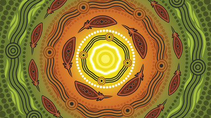 Illustration based on aboriginal style of background.