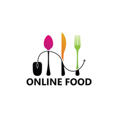 Online Food Logo Template Design Vector, Emblem, Design Concept, Creative Symbol, Icon