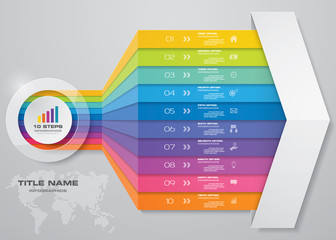 10 steps of arrow infografics template. for your presentation.	