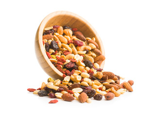 Mix of various nuts and raisins