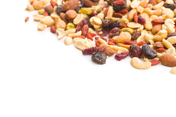 Mix of various nuts and raisins