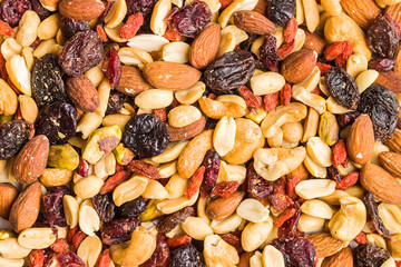 Mix of various nuts and raisins