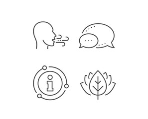 Breathing line icon. Chat bubble, info sign elements. Breath difficulties sign. Respiration problems symbol. Linear breathing exercise outline icon. Information bubble. Vector