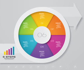 6 steps cycle chart with arrow infographics elements for data presentation. EPS 10.	