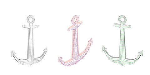Nautical anchor carcass. Vector outline illustration.