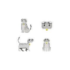 Pixel cute cat.8 bit scottish fold.Character.