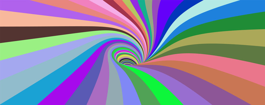 Abstract striped background with tunnel. Vector colorful illustration.