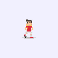 Obraz premium Pixel soccer player leg on the ball.8bit character.