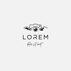 Camera Mountain Logo Template Vector Icon Design