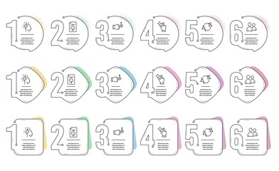 User communication, Brainstorming and Thumb down line icons set. Infographic timeline. Drag drop, Users and Move gesture signs. Human resources, Lightning bolt, Decline file. Move. People set. Vector