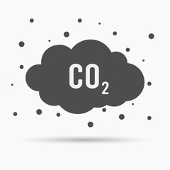 co2 emissions icon cloud vector flat, carbon dioxide emits symbol, smog pollution concept, smoke pollutant damage, contamination bubbles, garbage label, combustion products isolated modern design sign