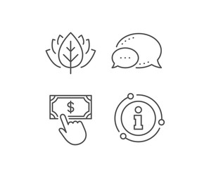 Payment click line icon. Chat bubble, info sign elements. Dollar exchange sign. Finance symbol. Linear payment click outline icon. Information bubble. Vector