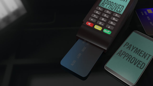 Credit Card Terminals 3d rendering image.