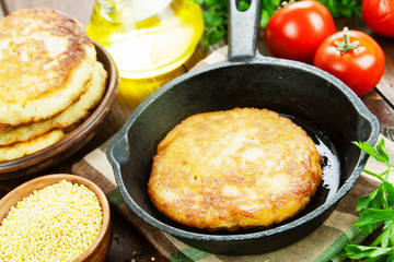 Unsweetened millet pancakes