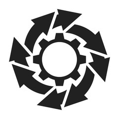 Workflow business concept illustration. Abstract gear and arrows icon.
