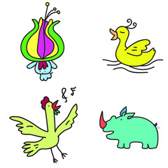 dog duck chicken rhino