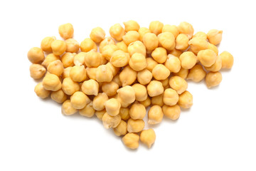 Raw chickpea on white background