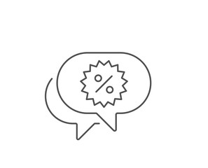 Discount or Sale line icon. Chat bubble design. Special offer sign. Shopping symbol. Outline concept. Thin line discount icon. Vector