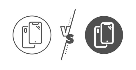 Phone cover sign. Versus concept. Smartphone line icon. Mobile device symbol. Line vs classic smartphone icon. Vector