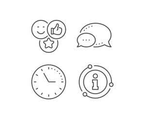 Social media likes line icon. Chat bubble, info sign elements. Thumbs up sign. Positive smile feedback symbol. Linear like outline icon. Information bubble. Vector