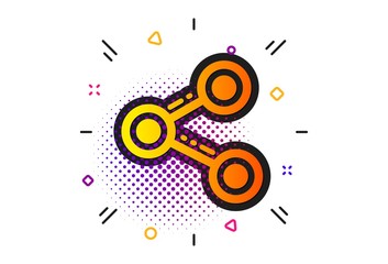 Social media sign. Halftone circles pattern. Share icon. Follow symbol. Classic flat share icon. Vector