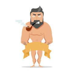 Muscle man  with a pipe vector