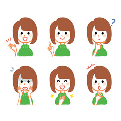 女性　表情バリエーション