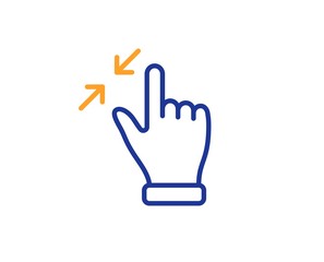 Zoom out sign. Touchscreen gesture line icon. Action arrows symbol. Colorful outline concept. Blue and orange thin line touchscreen gesture icon. Vector