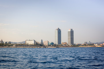 panorama view Barcelona beach 