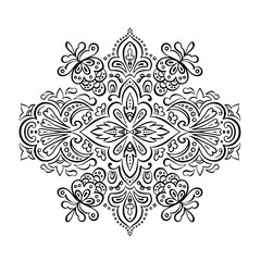 Vector Indian rug paisley ornament pattern design.