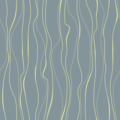 Wavy line pattern. Yellow vertical wavy lines on gray background. Strips similar to threads. 