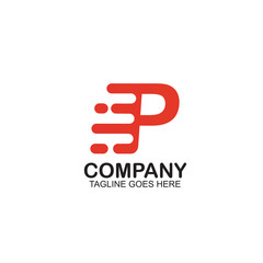 Abstract motion P letter logo design template