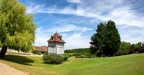 Fototapeta premium Normandy French house. View of typical french Normand house