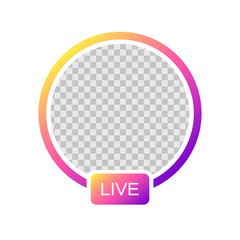 Social media Instagram icon avatar stories user LIVE video streaming colorful gradient. Vector illustration. EPS 10