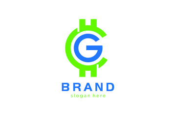 letter G and C concept logo, coin sign with G letter