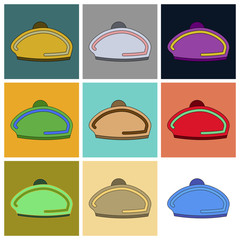 Set of Icons in flat design golf beret
