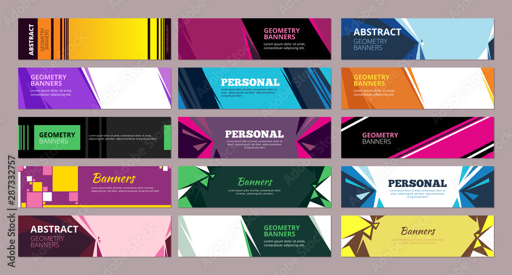 Poster colorful abstract banners. geometric abstract forms with place for text rectangular and triangular s