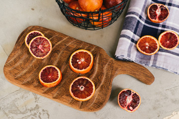 Red oranges on the table