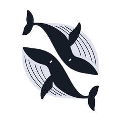 flat icon on theme Save whales . Whale family