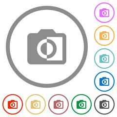 Monochrome photos flat icons with outlines