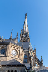 Fototapeta na wymiar View of the Leipzig church Peterskirche in Leipzig.at blue sky