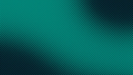 Turquoise and black comic pop art background with halftone dots design, vector illustration template