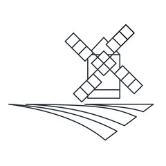 Field mill. Vector linear icon on a white background.