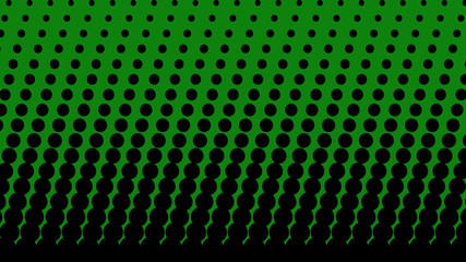 Green and black pop art background in retro comic style with halftone dots, vector illustration of backdrop with isolated dots