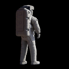 standing astronaut, isolated on black background 