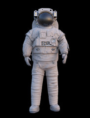 standing astronaut, isolated on black background