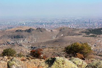 Fototapeta premium view of konya city from the hills